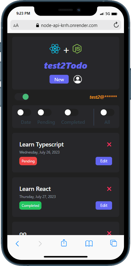 Node + React todo